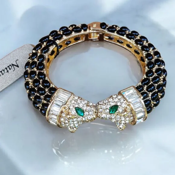 ๐ฅ ๐ฅ Natasha Couture Sparkling Tigers Head Clamper Bracelet - Picture 1 of 5